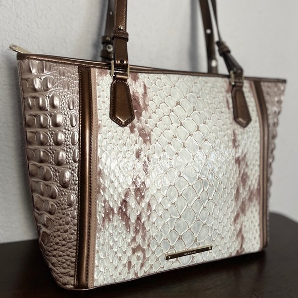 SALE💥💥NEW‎ BRAHMIN MEDIUM ASHER CROC-EMBOSSED LEATHER SATCHEL SHOULDER BAG - Picture 8 of 10